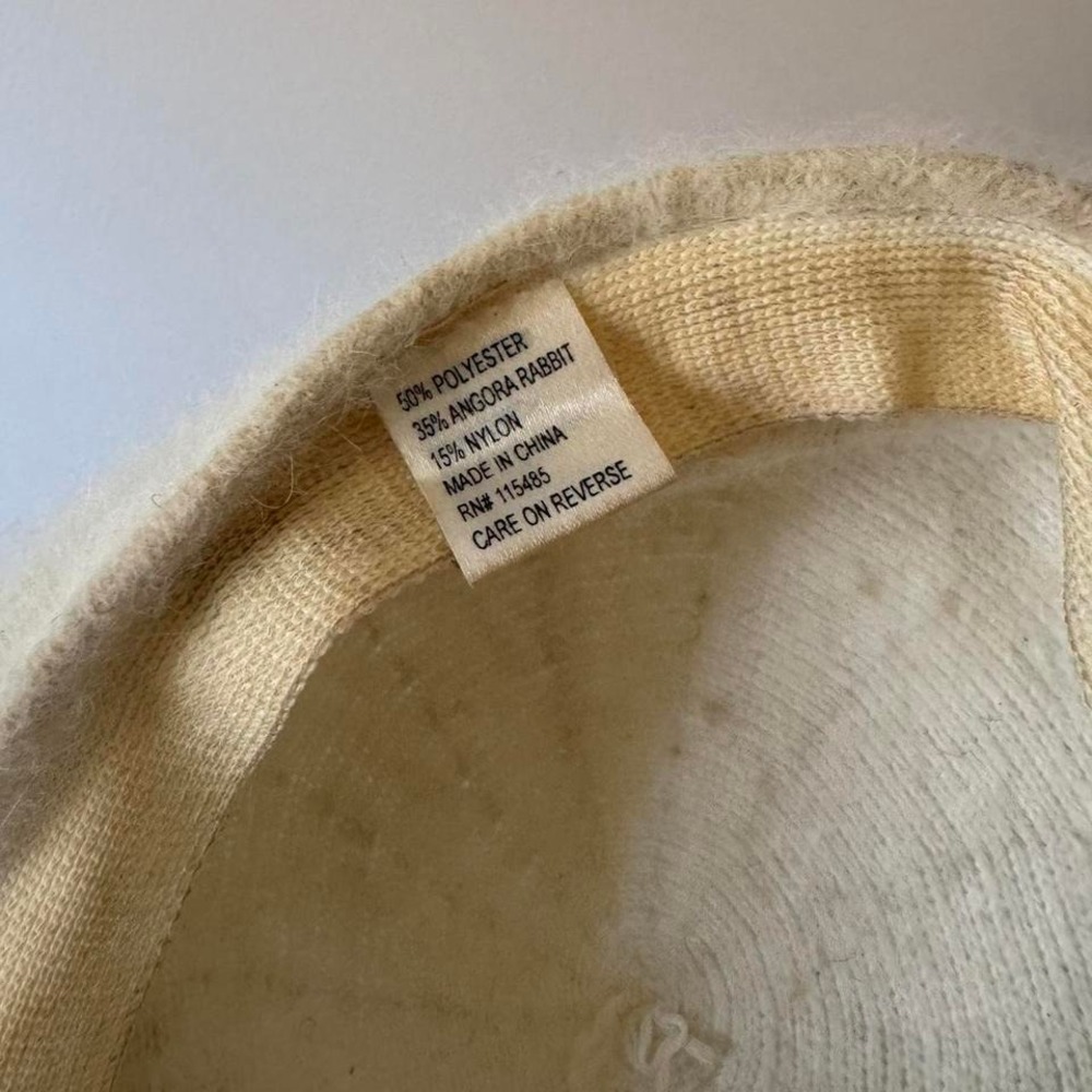 Vintage Y2K Cream Paperboy Hat Angora Fuzzy Fur White Cream Sequin Gold - Picture 4 of 8